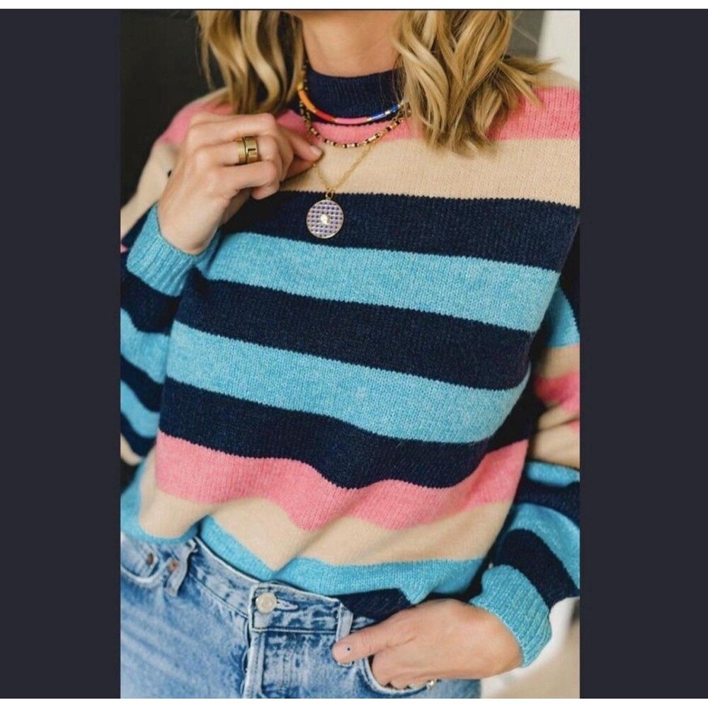 Topshop Pullover Multicolored Striped Sweater US 0-2